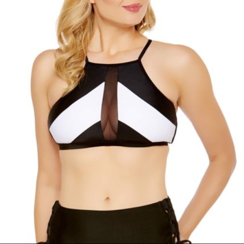 TIME & TRU Black/White Swim Top